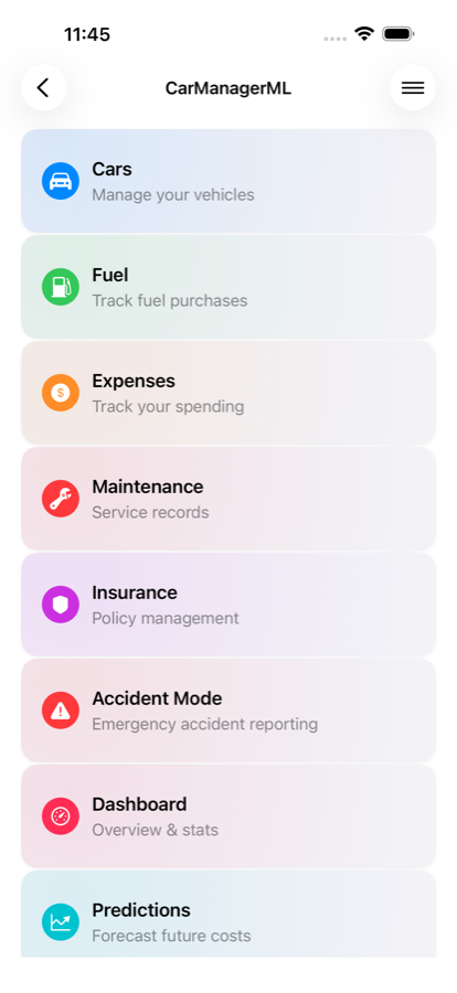 CarManagerML on iPhone